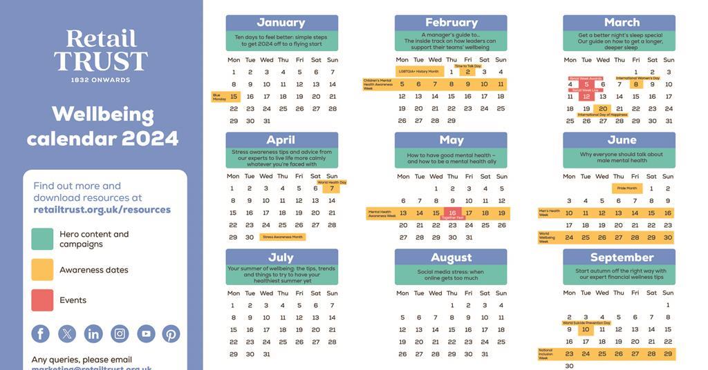 Wellbeing calendar 2024 Information Retail Trust