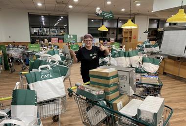 Morrisons support Retail Trust worker with trolleys full of shopping