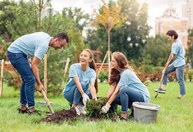 group volunteering gardening