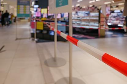 Incident tape up in a supermarket store