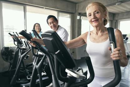 Woman on a running machine in the gym