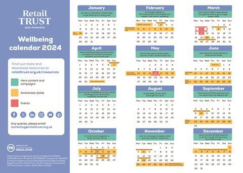 Wellbeing calendar 2024