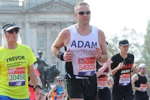 Adam running the marathon